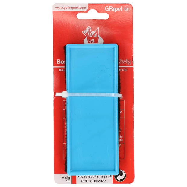Gerimport Krijtbord wisser - licht blauw - 13 x 5 cm - bordenwisser/bordveger - Krijtstiften