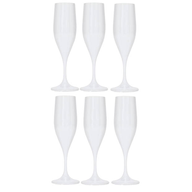 Juypal Champagneglas - 12x - wit - kunststof - 150 ml - herbruikbaar - Champagneglazen