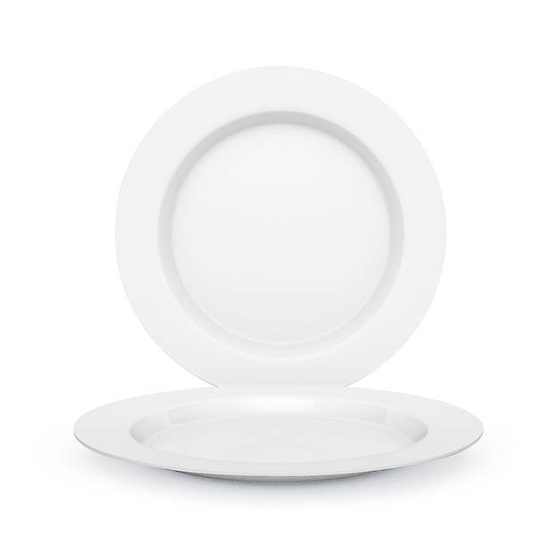Juypal Ontbijt borden set - 6x - wit - kunststof - D22 cm - herbruikbaar - BPA-vrij - klein formaat - Bordjes
