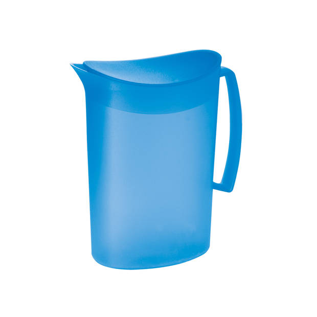 Juypal Schenkkan/waterkan - 2x - blauw - 2 liter - kunststof - L20 x H23 cm - met deksel - Schenkkannen