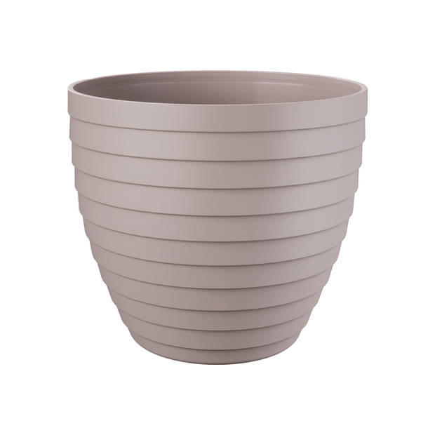 Juypal Bloempot/plantenpot Florenzia - 2x - taupe - kunststof - D18 x H16 cm - voor buiten/binnen - Plantenpotten