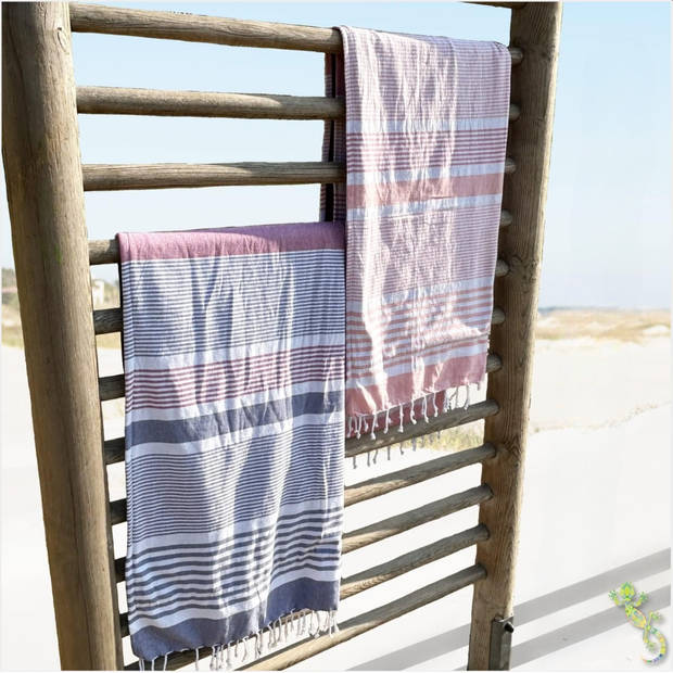 Arowell strandlaken - Trendy strandhanddoek - 2 lagen bescherming tegen zandhitte - 170 x 90 cm - Grey Burgundy