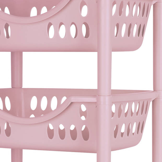 Keukentrolley - 3-laags - roze - kunststof - 39 x 26,5 x 66,5 cm - Opberg trolley