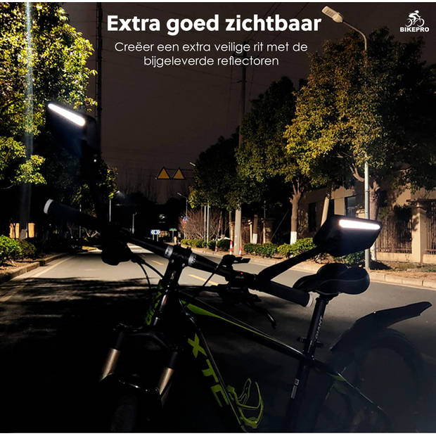 BikePro Verstelbare Fietsspiegel set incl. Reflectoren - Links & Rechts - Geschikt voor E bike, fiets, motor, step