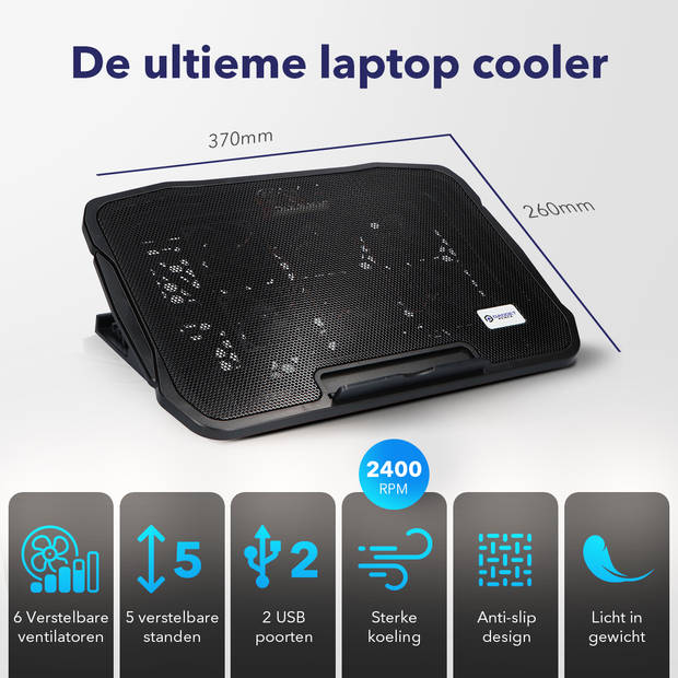 Universele Laptop standaard met Koelfunctie - Verstelbaar - Tot 17 inch - Laptop cooler - Laptop koeler
