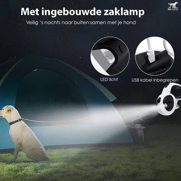 PetFriends Premium Hondenriem inclusief Poepzakjes - Tot 50KG - Reflecterend - Looplijn - Sleeplijn - Trainingslijn hond