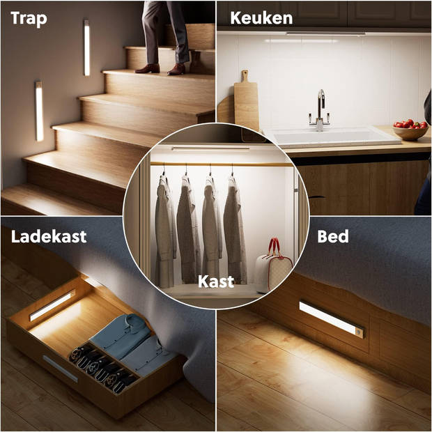 Kastverlichting LED met Bewegingssensor en Bevestigingsset - Draadloos - 30 cm - (2 PACK)