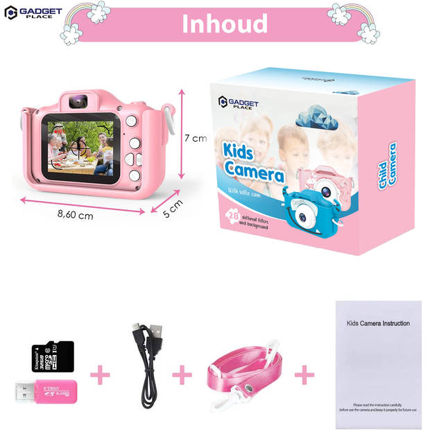Digitale Kindercamera met 32GB Geheugenkaart - Selfie Camera - Foto & Videofunctie - Kinderfototoestel - Speelgoedcamera