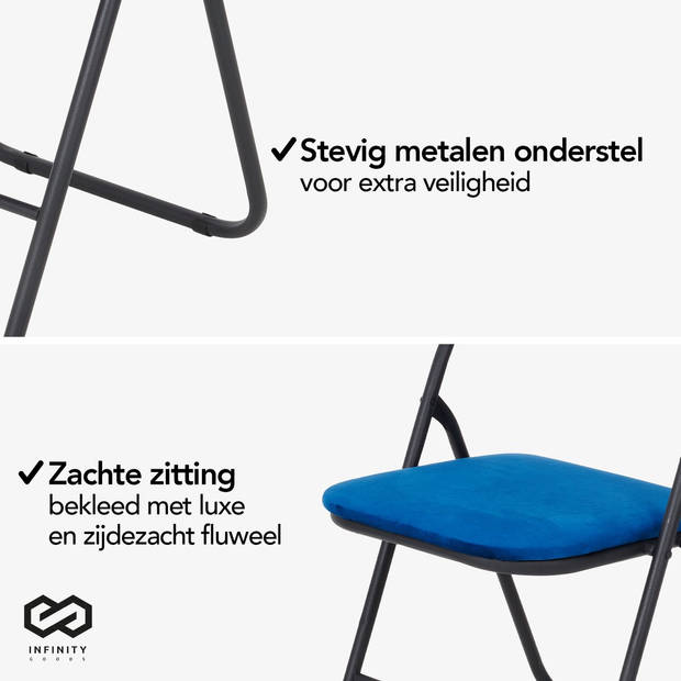 Infinity Goods Klapstoelen - Set van 4 - Vouwstoelen - Fluweel - Eettafelstoelen - Opklapbare Stoelen - 43 x 47 x 80 CM