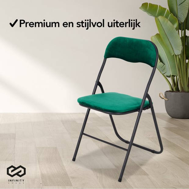 Infinity Goods Klapstoel - Vouwstoel - Fluweel - Eettafelstoel - Opklapbare Stoel - 43 x 47 x 80 CM - Stoel - Groen