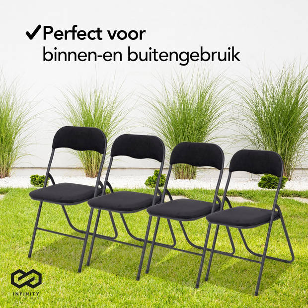 Infinity Goods Klapstoelen - Set van 2 - Vouwstoelen - Fluweel - Eettafelstoelen - Opklapbare Stoelen - 43 x 47 x 80 CM