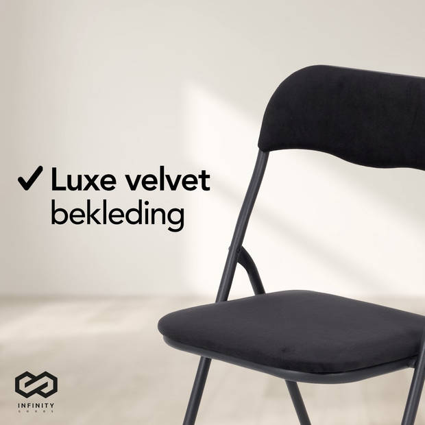 Infinity Goods Klapstoelen - Set van 4 - Vouwstoelen - Fluweel - Eettafelstoelen - Opklapbare Stoelen - 43 x 47 x 80 CM