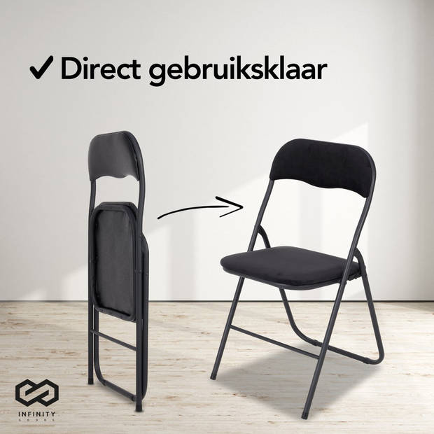 Infinity Goods Klapstoelen - Set van 4 - Vouwstoelen - Fluweel - Eettafelstoelen - Opklapbare Stoelen - 43 x 47 x 80 CM