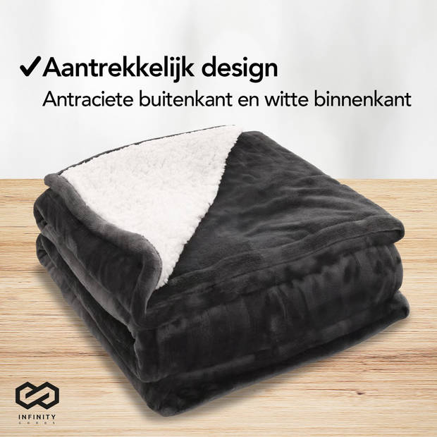 Infinity Goods Elektrische Deken - Warmtedeken - 2-Persoons - 180 x 160 cm - Met Timer - Bovendeken - Fleece - Antraciet