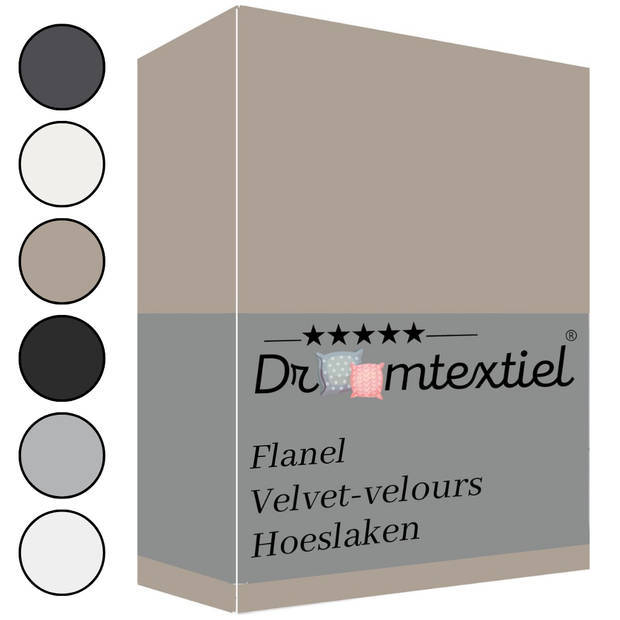 Droomtextiel Zachte Flanel Velvet Hoeslaken Taupe - 90x200 cm - Hoogwaardige Kwaliteit - Super Zacht