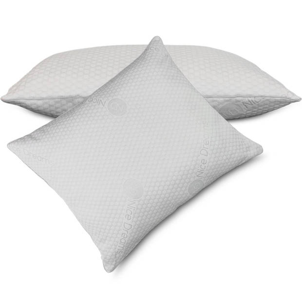 NiceDreams Set van 2 Hoofdkussens, Absorberend, Holle Vezels, Anti Allergisch, Wasbaar, 60 x 70 cm