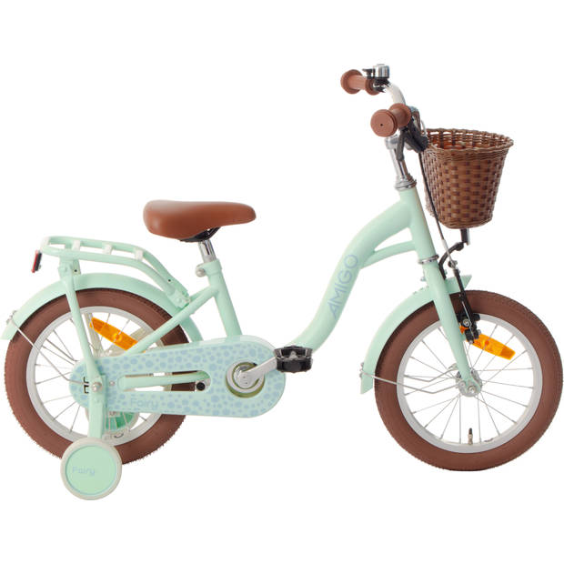 AMIGO Meisjesfiets Fairy 14 Inch 22 cm Meisjes Terugtraprem Mintgroen