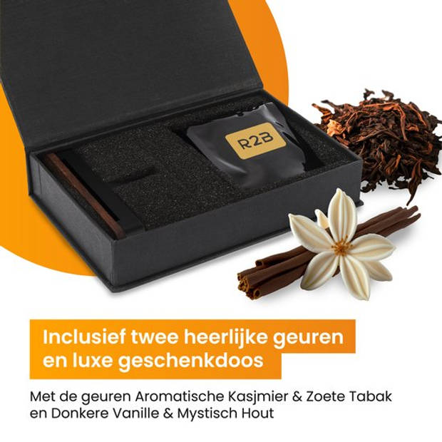 R2B Auto parfum met houder inclusief 2 Geurstaafjes - Walnoothout - Zwart - Auto Geurverfrisser - Luchtverfrisser