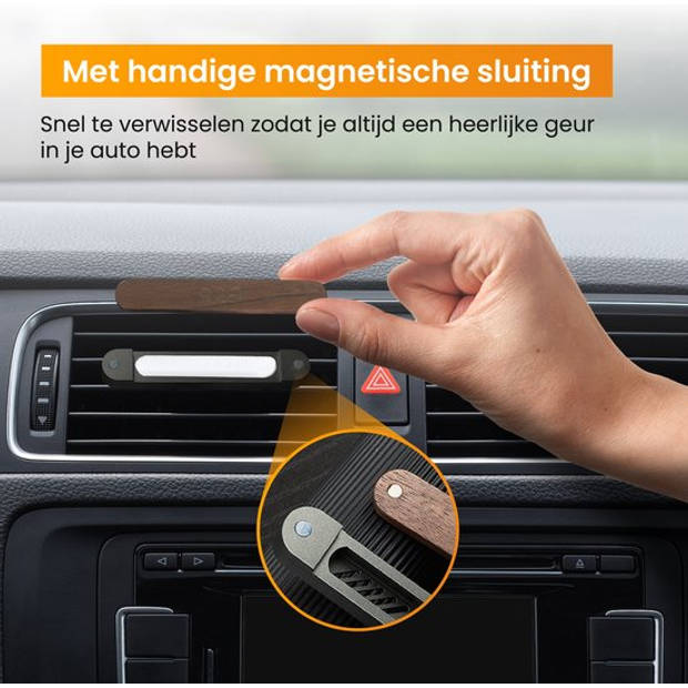 R2B Auto parfum met houder inclusief 2 Geurstaafjes - Walnoothout - Grijs - Auto Geurverfrisser - Luchtverfrisser