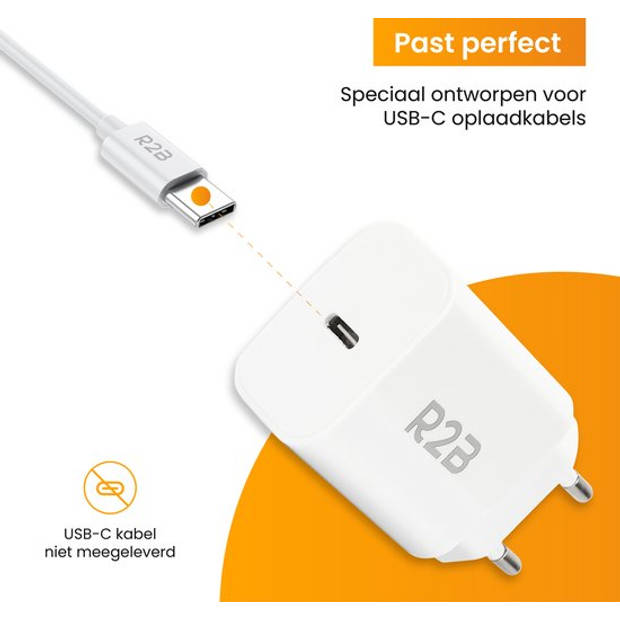 R2B® USB C Adapter - Oplader iPhone geschikt voor Apple/Samsung - USB Adapter - USB Stekker- Wit