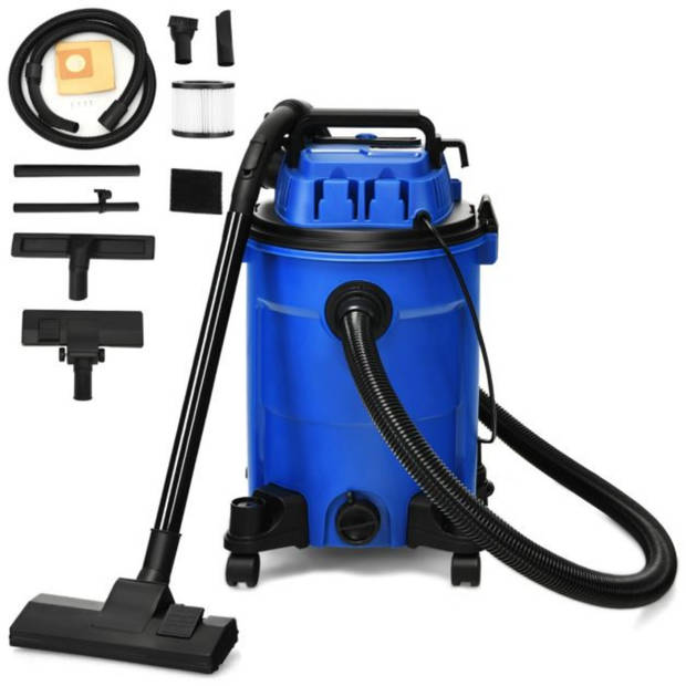 Nat droog stofzuiger – Alleszuiger – Bouwstofzuiger – Stofzuiger – 1200W – Blaasfunctie – 25L tank -Blauw