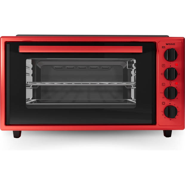 Wiggo WMO-E4562H(R) - Vrijstaande oven met kookplaat 2000 W - 45 liter - Rood