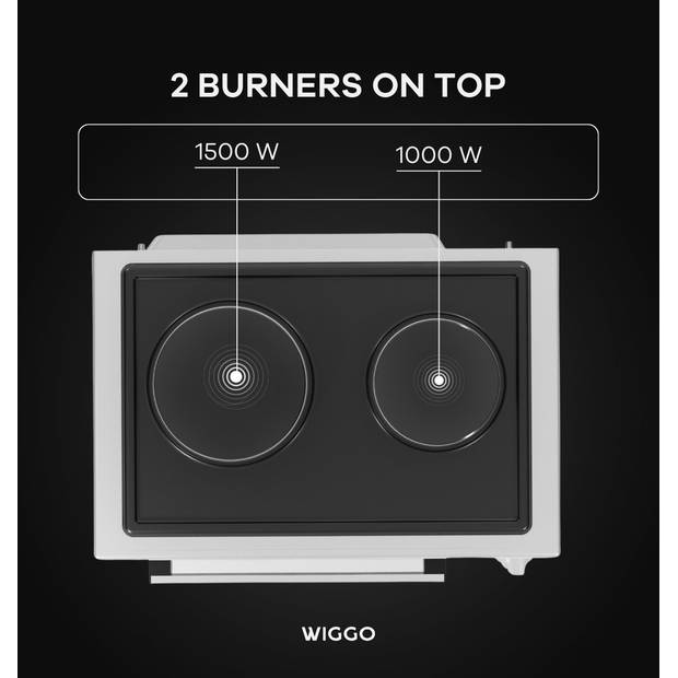 Wiggo WMO-E4562H(W) - Vrijstaande oven met kookplaat 2000 W - 45 liter - Wit