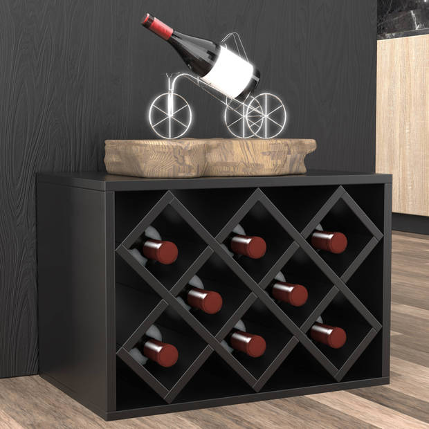 Wijnrek stapelbaar meerdere stuks langs of op elkaar - 8 flessen - liggend of staand te gebruiken