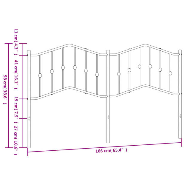 vidaXL Hoofdbord 160 cm metaal wit