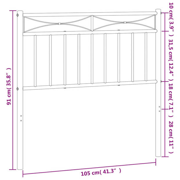 vidaXL Hoofdbord 100 cm metaal zwart