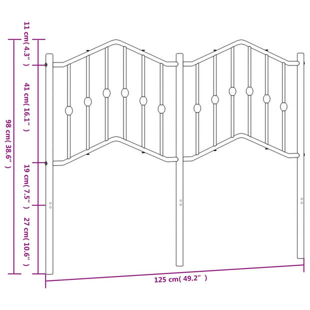 vidaXL Hoofdbord 120 cm metaal wit