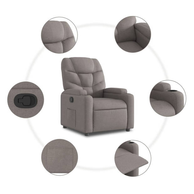 vidaXL Fauteuil verstelbaar stof taupe