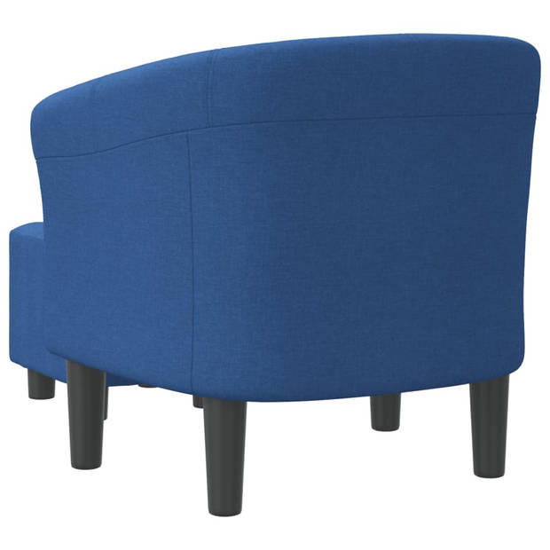 vidaXL Kuipstoel met voetenbank stof blauw