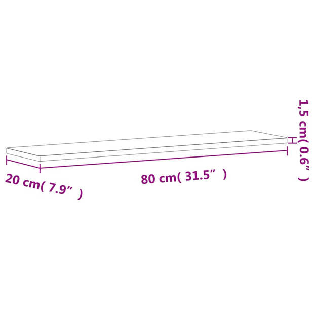 vidaXL Wandschap 80x20x1,5 cm massief beukenhout