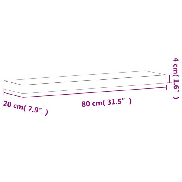 vidaXL Wandschap 80x20x4 cm massief beukenhout