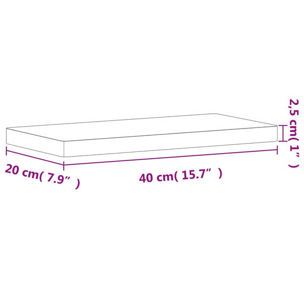 vidaXL Wandschap 40x20x2,5 cm massief beukenhout