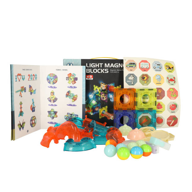 49 delige lichtgevende magnetische knikkerbaan - STEM speelgoed - Geschikt vanaf 3 jaar