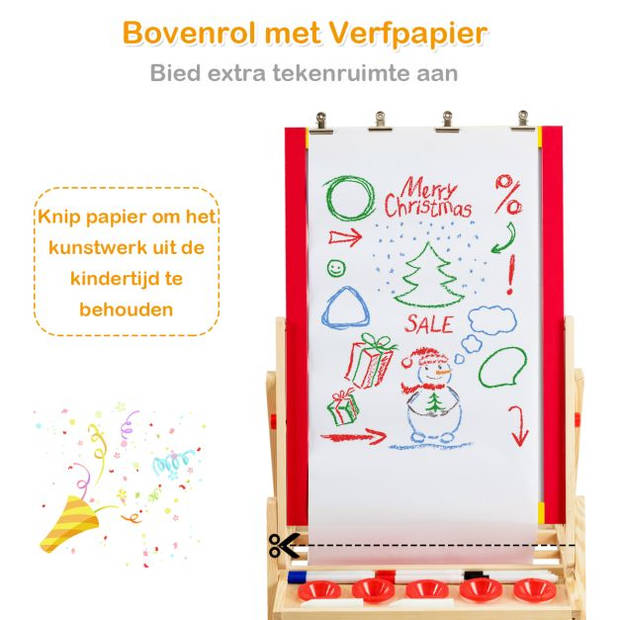 Zenzee Krijtbord - Tekenbord - Whiteboard - Voor Kinderen - Educatief Speelgoed - Hout - 53 x 52 x 106,5 cm