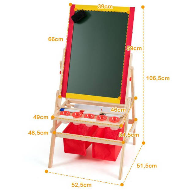 Zenzee Krijtbord - Tekenbord - Whiteboard - Voor Kinderen - Educatief Speelgoed - Hout - 53 x 52 x 106,5 cm