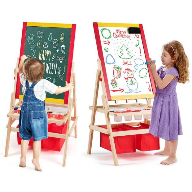 Zenzee Krijtbord - Tekenbord - Whiteboard - Voor Kinderen - Educatief Speelgoed - Hout - 53 x 52 x 106,5 cm