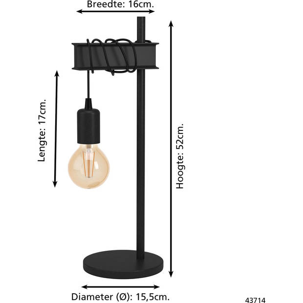 EGLO Townshend 6 Tafellamp - E27 - 51,5 cm - Zwart