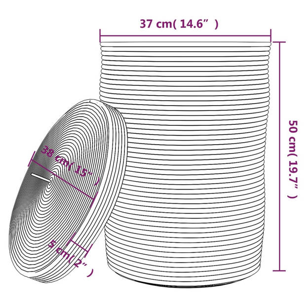 vidaXL Opbergmand met deksel Ø 37x50 cm katoen bruin en wit