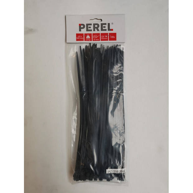 Perel Kabelbinders 300 x 4,8 mm - 100 stuks - Extra Sterk - Tierips - Tiewraps - zwart