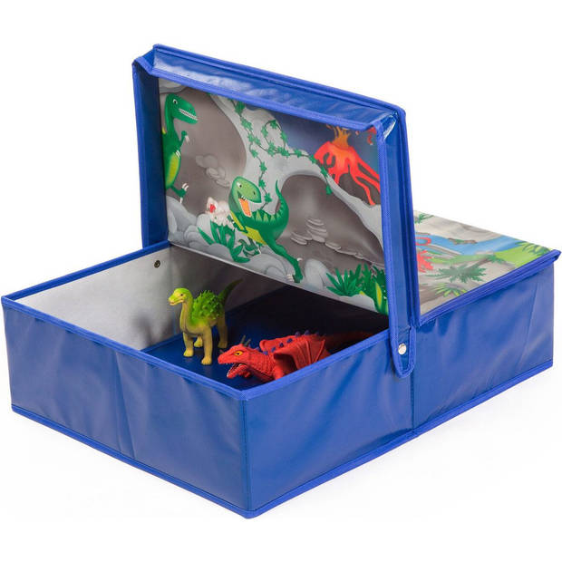 Pop it Up Speelbox Dinosaurus - Opbergdoos & Speelmat - Opbergbox die past onder het bed - Speelgoedkist voor dino's & a