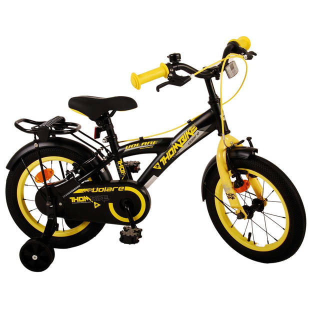 Volare Thombike Kinderfiets - Jongens - 14 inch - Zwart Geel - Twee Handremmen