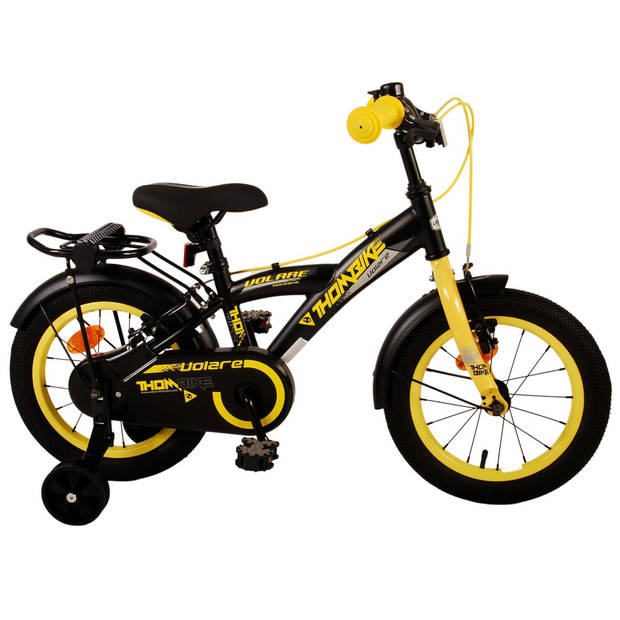 Volare Thombike Kinderfiets - Jongens - 14 inch - Zwart Geel - Twee Handremmen