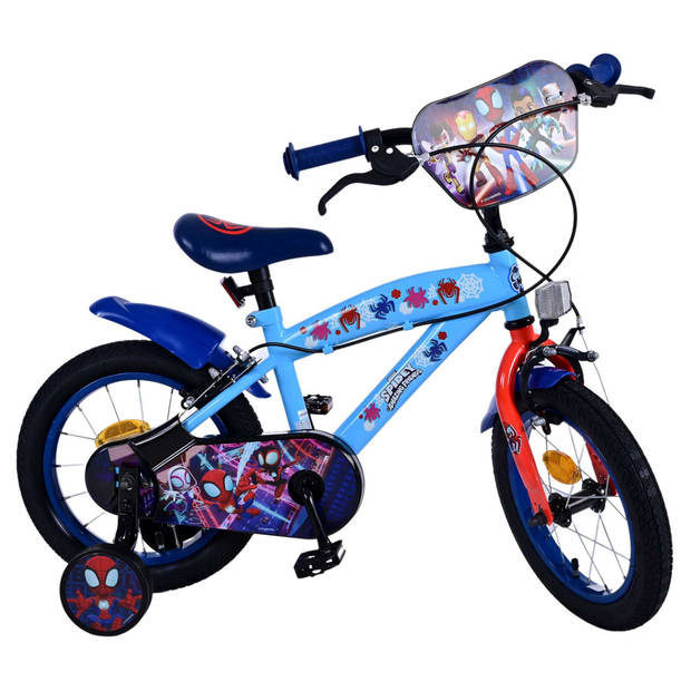 Spidey Kinderfiets - Jongens - 14 inch - Blauw Rood - Twee handremmen