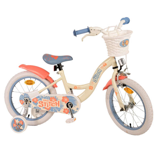 Disney Stitch Kinderfiets - Meisjes - 16 inch - Crème Koraal Blauw