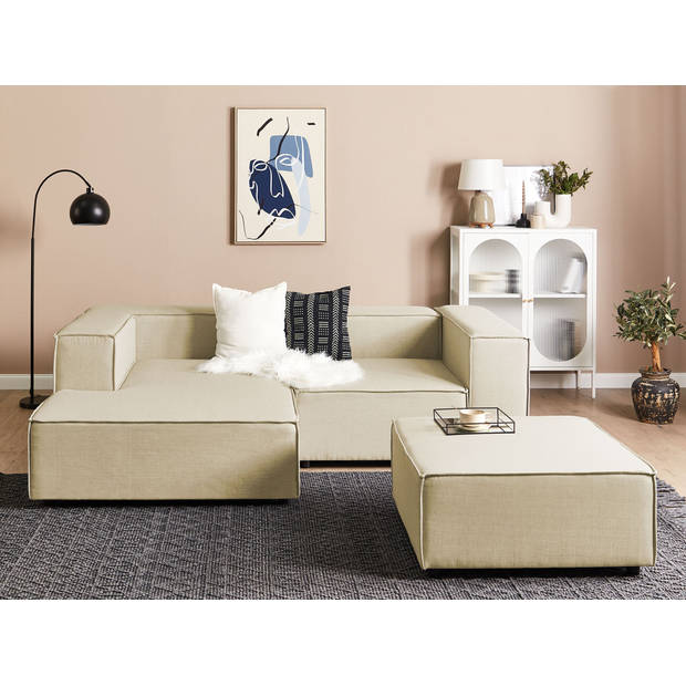 Beliani APRICA - Modulaire Sofa-Beige-Linnen