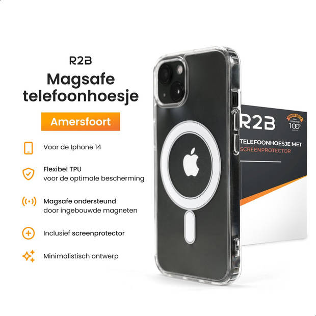 R2B hoesje geschikt voor iPhone 13 geschikt voor Magsafe - Inclusief screenprotector - Model Amersfoort
